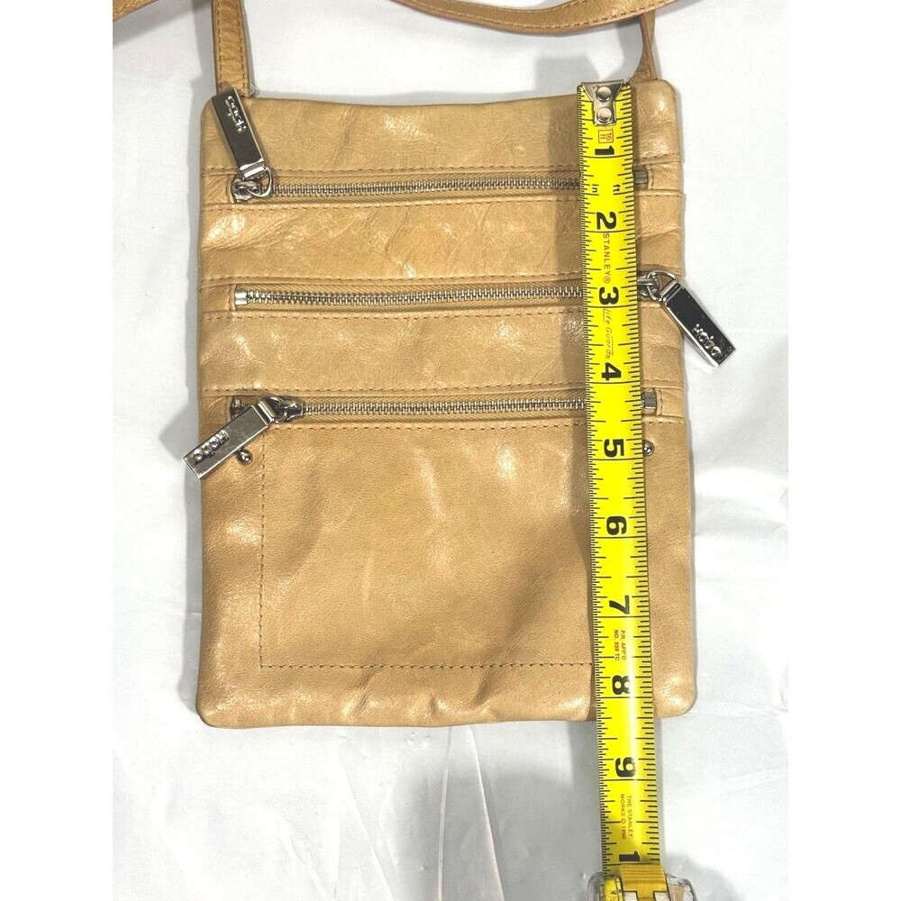 Hobo International Leather Crossbody Bag Beige Triple Zip Organizer Boho